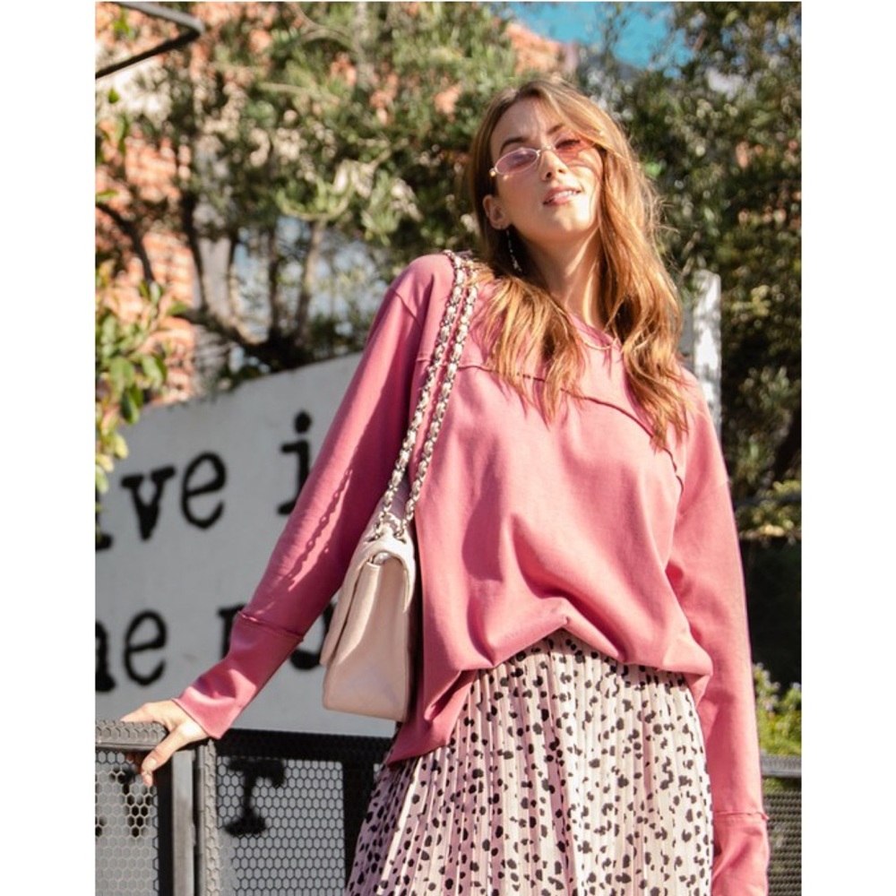 Last1️⃣KRISSY Rose Washed Cotton Pullover Top - Picture 2 of 8